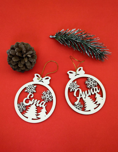 Personalized Christmas Ornament with Snowflakes and Name