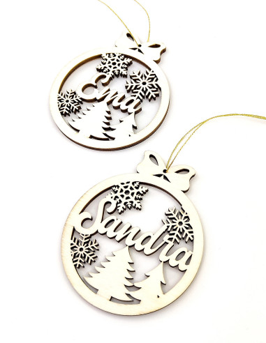 Personalized Christmas Ornament with Name and Snowflakes