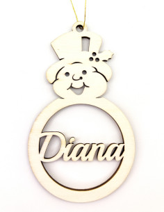 Personalized snowman Christmas ornament with custom name