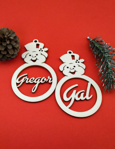 Personalized snowman Christmas ornament with custom name