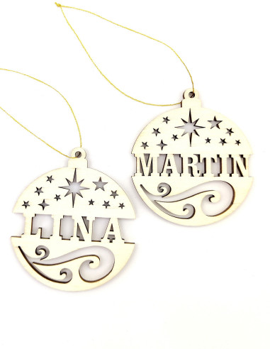 Custom Wooden Christmas Ornament with Name – Star Design