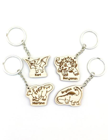 Dinosaurussleutelhanger met naam – cadeau voor dinofans