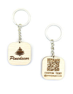 Custom keychain with engraved logo and QR code 2