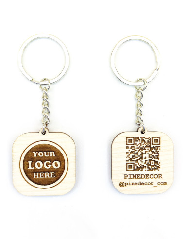 Personalized business keychain featuring logo and web link