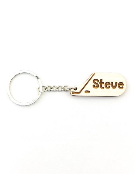 Custom name keychain designed for hockey fans and players
