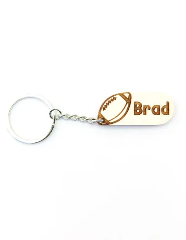 Custom keychain featuring football design and engraved name