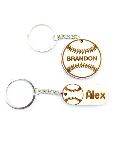 Ensemble de porte-clés baseball personnalisés présentés côte à côte