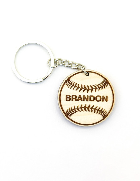 Custom baseball keychain with name engraved on the ball