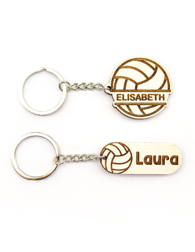 Custom volleyball keychains with both name placement options