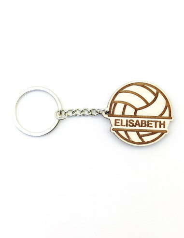 Llavero de voleibol con nombre personalizado sobre el balón