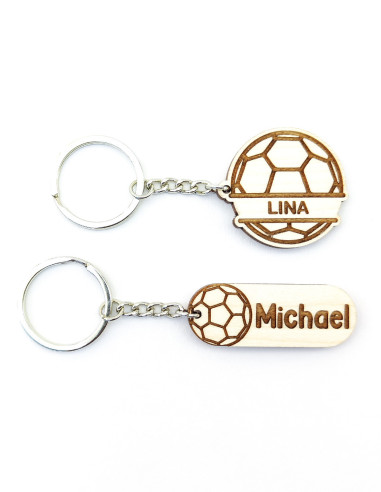Two custom handball keychains with different personalized styles