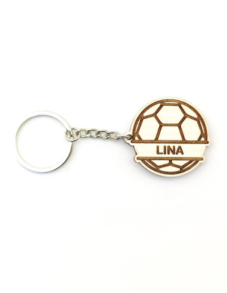 Personalized handball keychain with name engraved across the ball