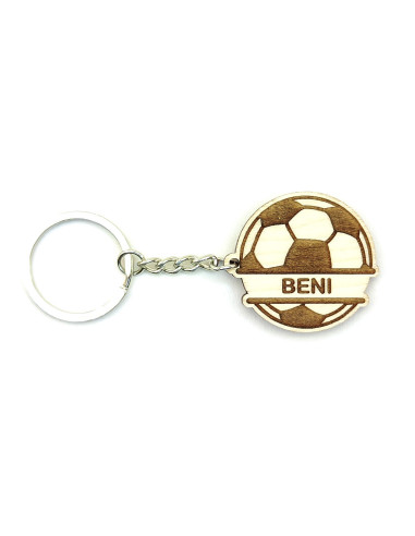 Personalisierter Fußball-Schlüsselanhänger mit Namen auf dem Ball