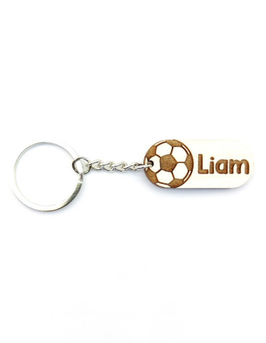 Custom rectangular football keychain with name and ball design