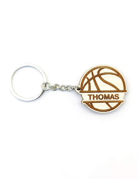 Personalized basketball keychain with name engraved across the ball