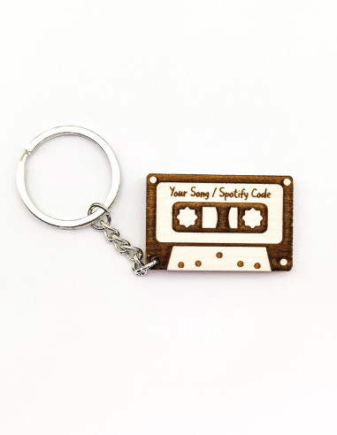 Llavero cassette personalizado con texto o código QR