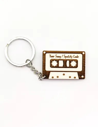 Music-themed keychain with song name or QR code engraving