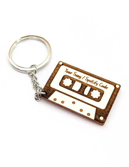 Porte-clés cassette personnalisé avec texte ou code