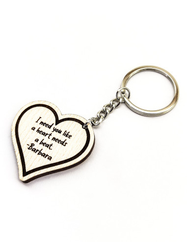 Llavero personalizado con mensaje en forma de corazón