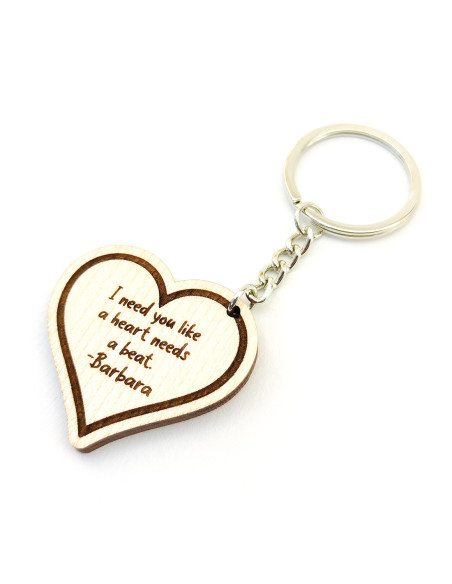 Portachiavi cuore personalizzabile con frase incisa