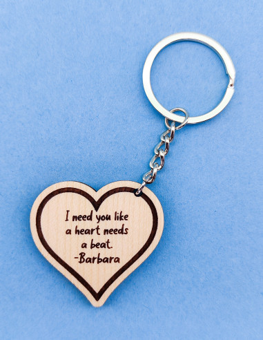 Portachiavi cuore personalizzabile con frase incisa
