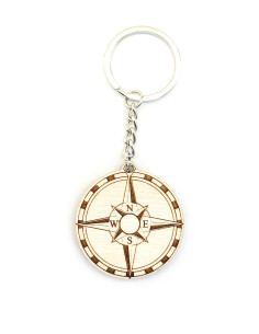 Compass-themed keychain with engraved travel design 2