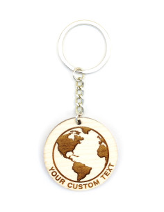 Personalized globe keychain gift with custom engraved text 2