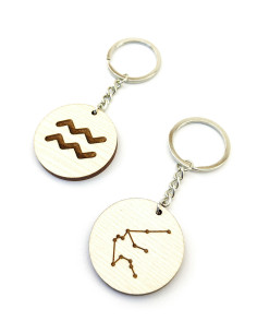 Aquarius zodiac keychains in two different front styles