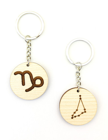 Custom astrology keychains featuring symbol and constellation