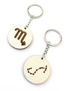 Set of Scorpio zodiac keychains with engraved constellation and symbol
