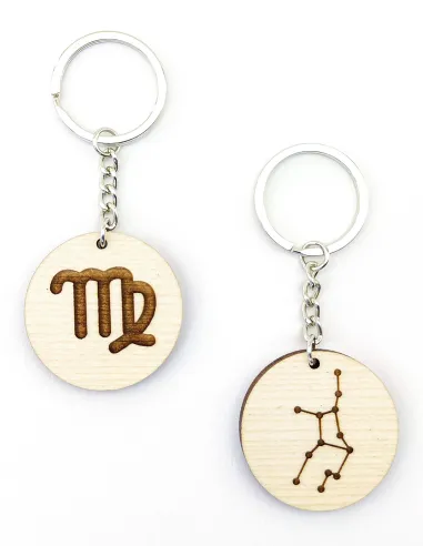 Personalized Virgo keychains in constellation and symbol styles