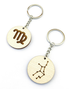 Two Virgo zodiac keychains with different astrology designs