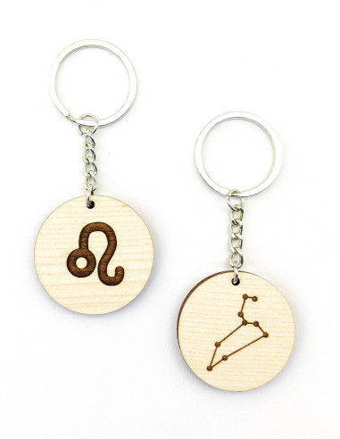Gepersonaliseerde astrologiesleutelhangers voor het sterrenbeeld Leeuw