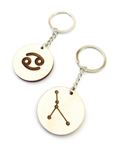 Gepersonaliseerde Kreeft-sleutelhangers met twee astrologieontwerpen