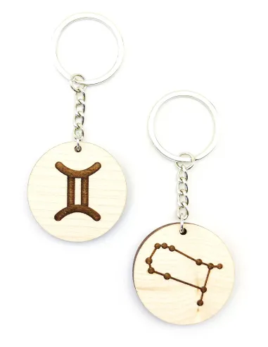 Custom astrology keychains for Gemini symbol and constellation