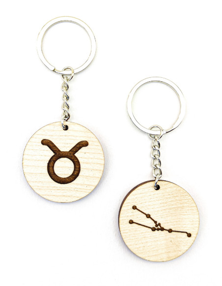 Gepersonaliseerde astrologiesleutelhangers voor Stier-symbool en sterrenbeeld