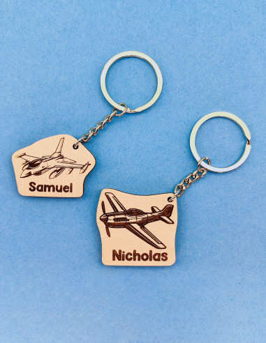 Custom aviation-themed keychains with name engraving