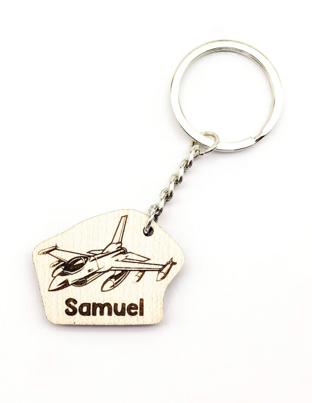 Custom keychain featuring a modern fighter jet