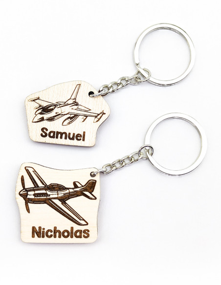 Personalized airplane keychains in two unique styles