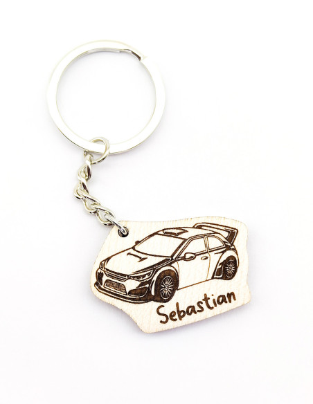 Personalized keychain with modern sports car design