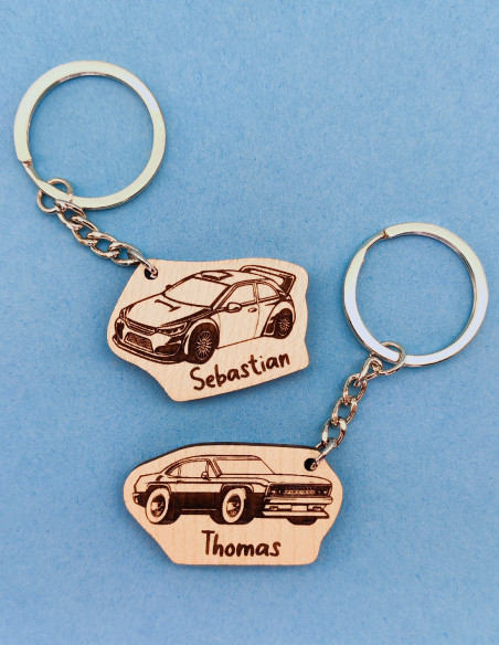 Custom car keychains in two different styles