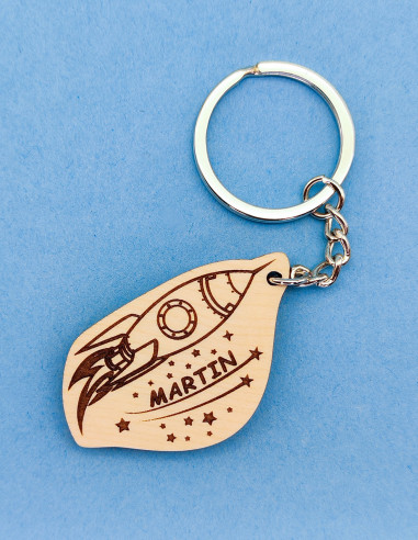 Llavero cohete personalizado con nombre grabado