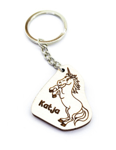 Unicorn keychain with engraved custom name for kids