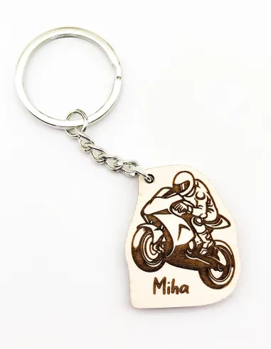 Personaliziran obesek za ključe z motivom športnega motorista