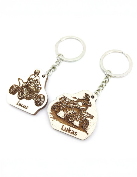 Personalizowane breloki do kluczy z quadem w dwóch stylach