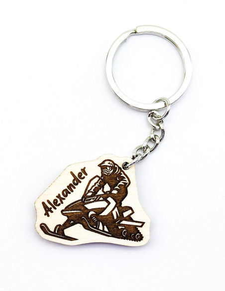 Custom snowmobile rider keychain gift for winter sports fans