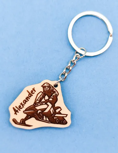Personalized snowmobile keychain with engraved name