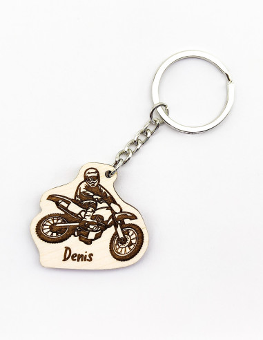 Custom dirt bike keychain with engraved name
