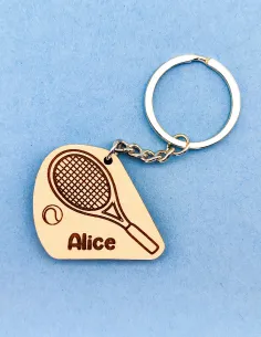 Tennis Schlüsselanhänger mit personalisiertem Namen und Schläger-Motiv 2