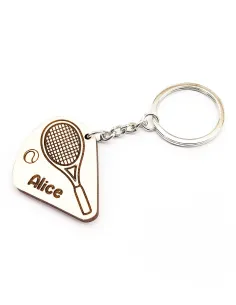 Tennis Schlüsselanhänger mit personalisiertem Namen und Schläger-Motiv